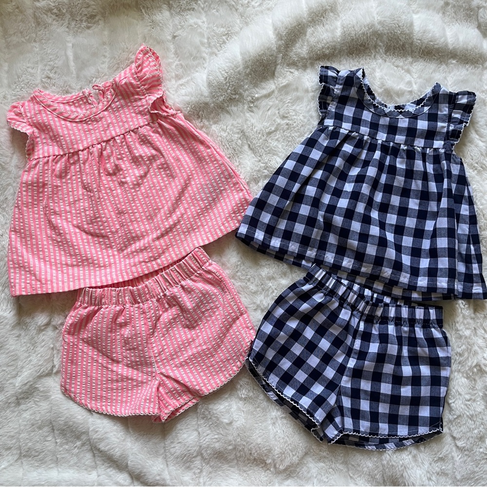 Baby gap matching sets seersucker and gingham pjs